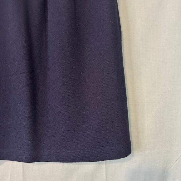 90s Vintage Skirt Women Medium Navy Blue Wool Pencil Academia Pockets - Picture 6 of 7